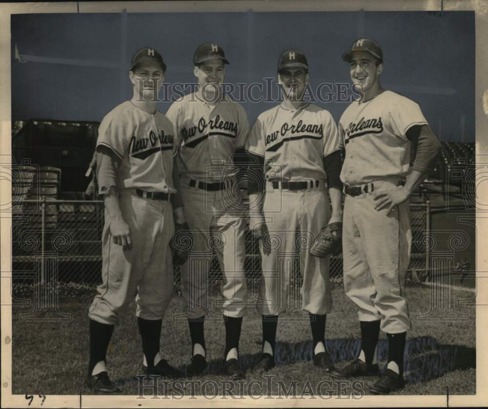 Press Photo Ex-college football players playing on New Orleans baseball team- Historic Images