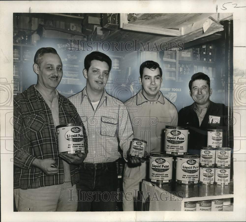 1955 Press Photo Elmer Wendel and staff of Wheel Hardware and Paint Supply- Historic Images