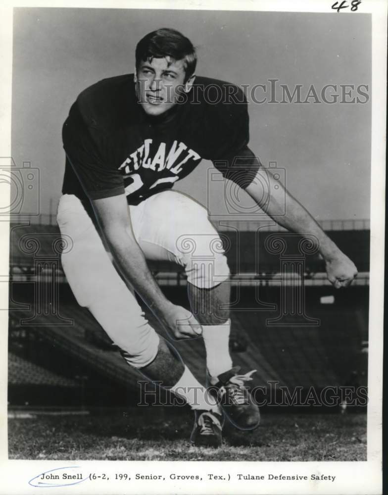 1968 Press Photo Tulane football defensive safety John Snell. - noo76077- Historic Images