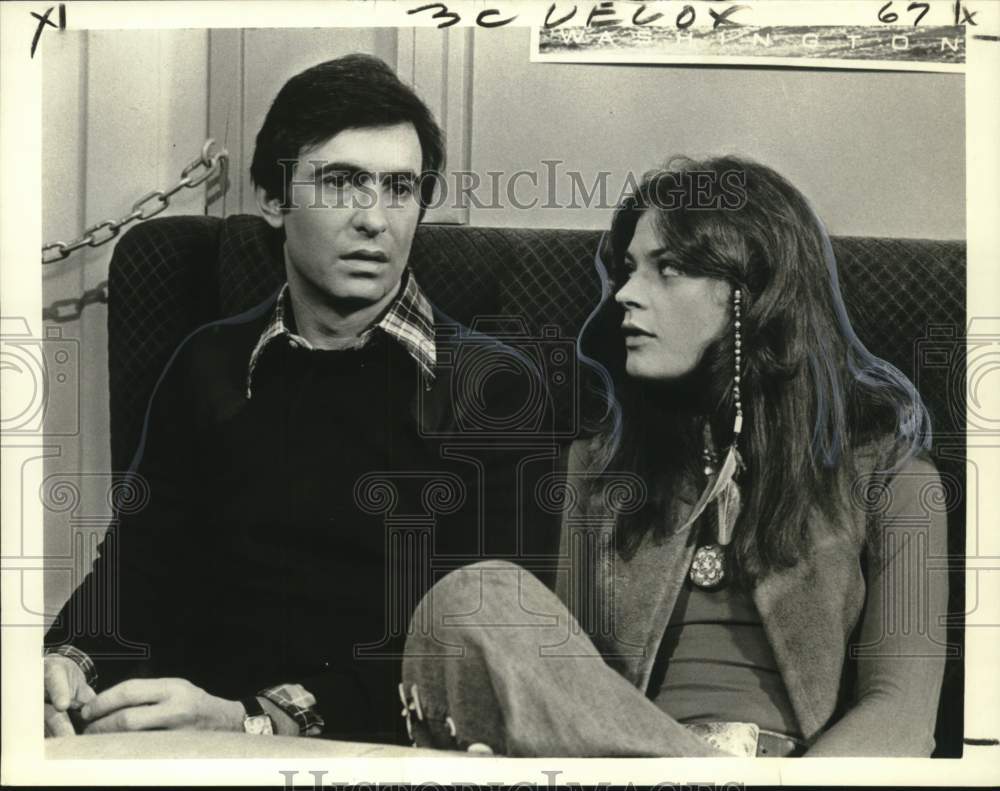 1973 Press Photo David Steinberg and Meg Foster star in "Night Train to Terror"- Historic Images