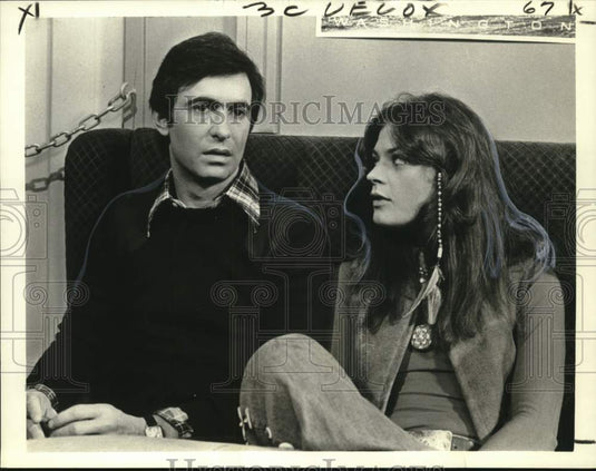 1973 Press Photo David Steinberg and Meg Foster star in "Night Train to Terror"- Historic Images