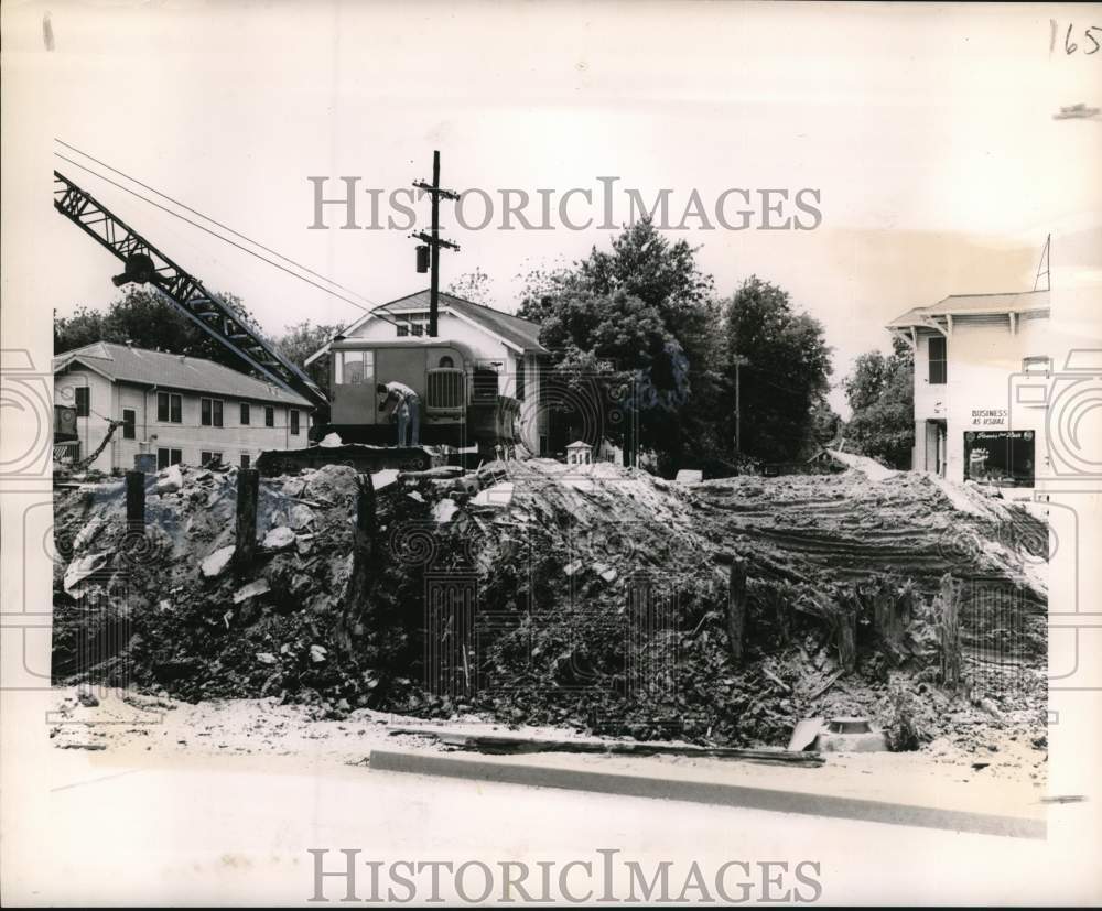 1954 Press Photo Test pile driving of the Pontchartrain Boulevard underpass- Historic Images