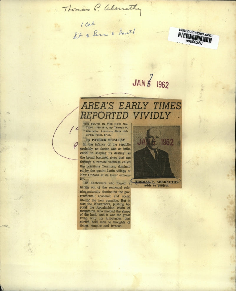 Load image into Gallery viewer, 1962 Press Photo Thomas Perkins Abernathy, author of The Burr Conspiracy.
