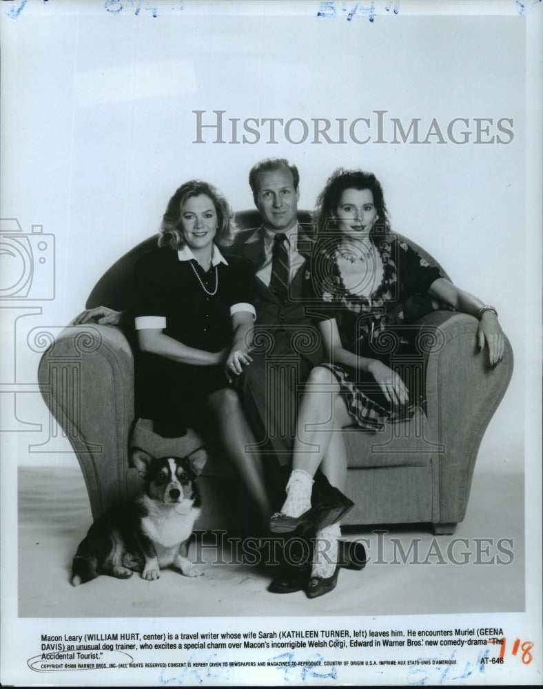 1988 Press Photo William Hurt and Kathleen Turner in The Accidental Tourist.