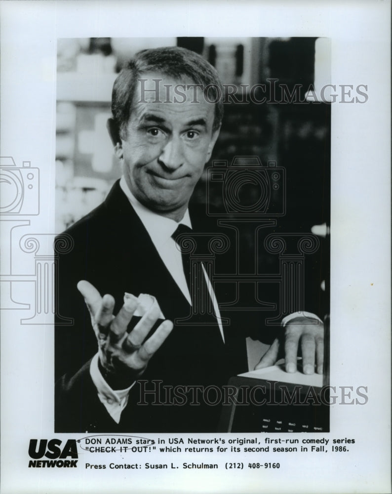 1986 Press Photo Don Adams stars in Check It Out, on USA Network. - nop00281