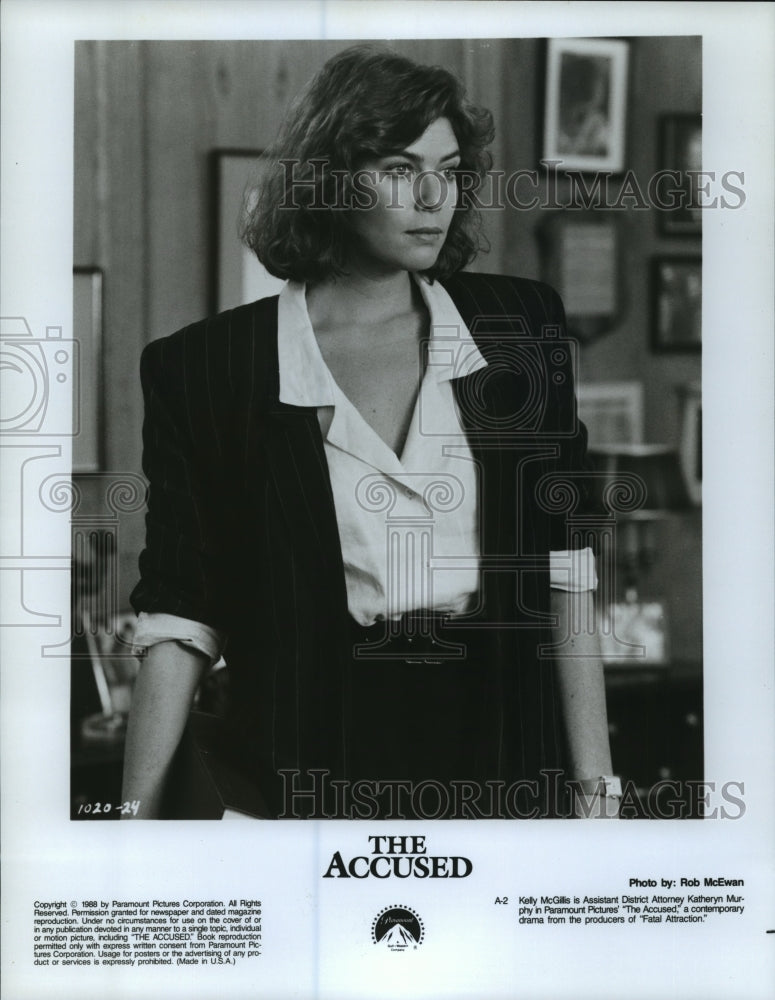 1988 Press Photo Kelly McGillis stars in The Accused. - nop00656- Historic Images