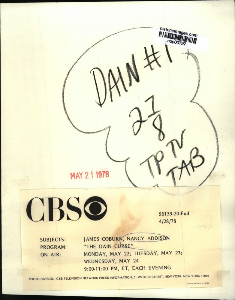 1978 Press Photo Nancy Addison and James Cobrn star in The Dain Curse, on CBS.