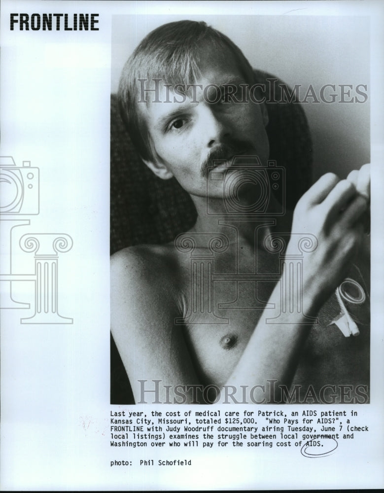 1988 Press Photo Patrick, an AIDS patient, featured in Who Pays for AIDS?- Historic Images