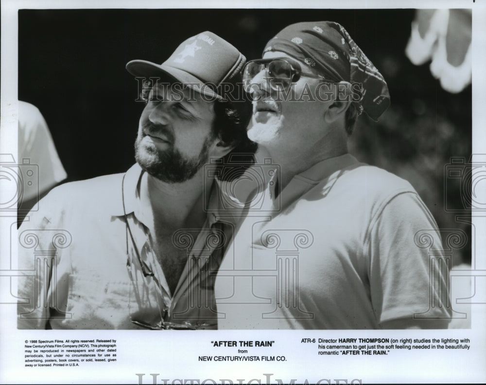 1988 Press Photo Director Harry Thompson on set of After the Rain. - nop01021- Historic Images