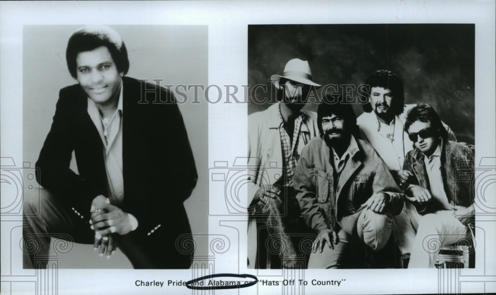 1986 Press Photo Charley Pride and Alabama on Hats Off to Country. - nop01056- Historic Images