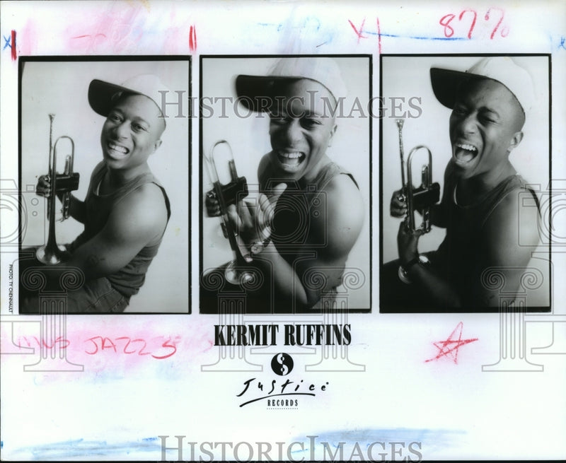 Load image into Gallery viewer, 1993 Press Photo Kermit Ruffins with the Rebirth Brass Band. - nop01386
