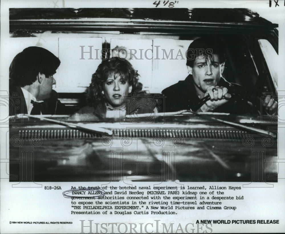 1984 Press Photo Nancy Allen & Michael Pare star in The Philadelphia Experiment.- Historic Images