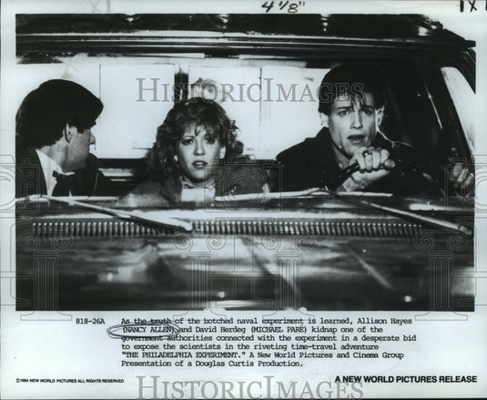 1984 Press Photo Nancy Allen & Michael Pare star in The Philadelphia Experiment.- Historic Images