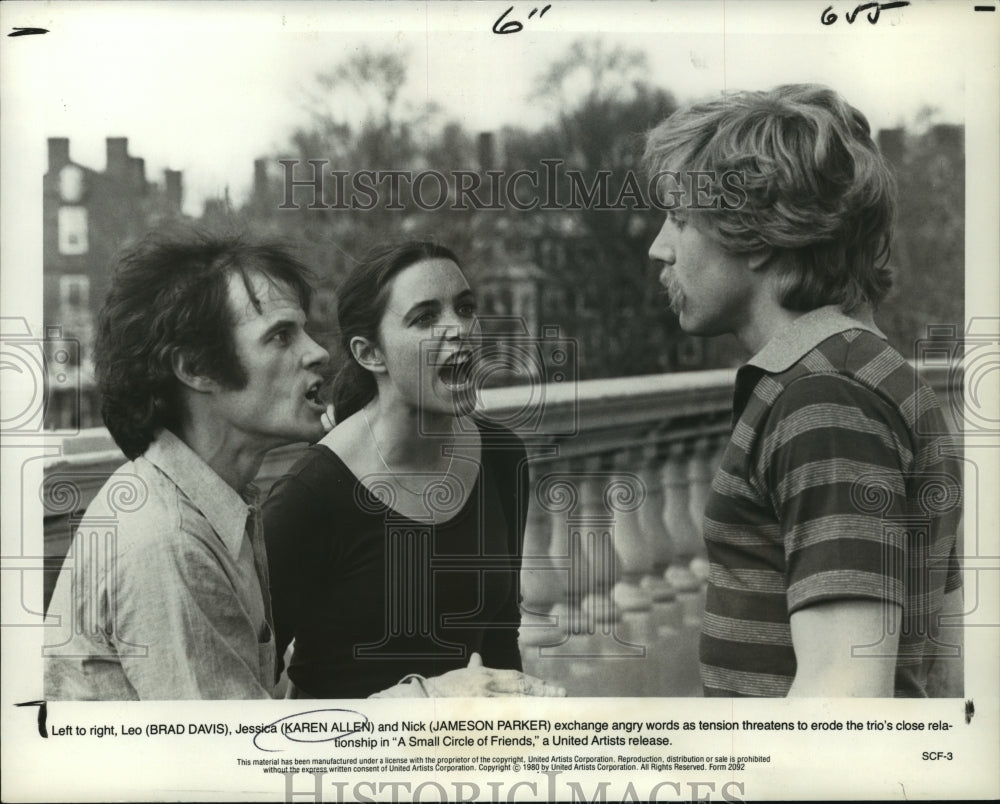 1980 Press Photo Brad Davis and Karen Allen in A Small Circle of Friends.- Historic Images