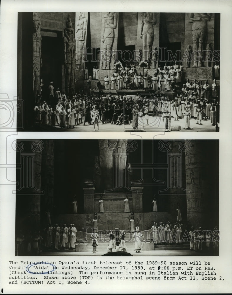 1989 Press Photo Scenes from Metropolitan Opera's production of Aida, on PBS.- Historic Images