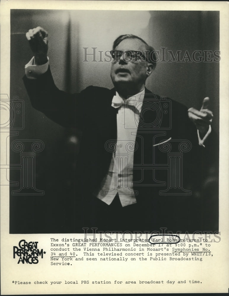 1978 Press Photo Mozart Interpreter and Conductor Karl BÃƒÆ’Ã‚Â¶hm Conducting- Historic Images