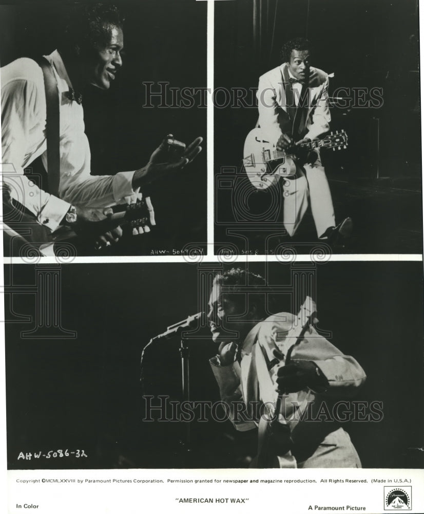 1978 Press Photo Chuck Berry in scenes from American Hot Wax. - nop07702