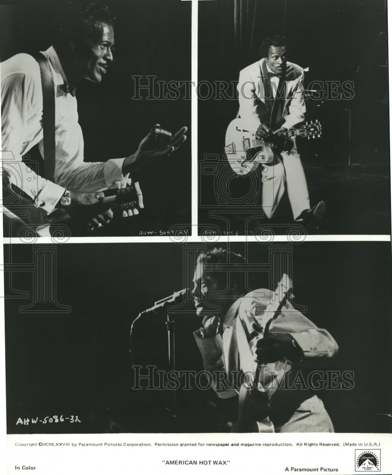Load image into Gallery viewer, 1978 Press Photo Chuck Berry in scenes from American Hot Wax. - nop07702
