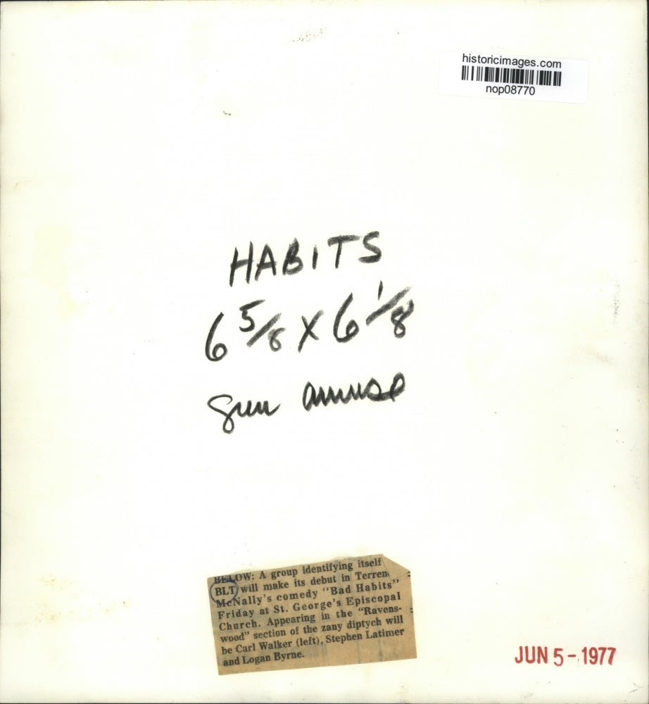 1977 Press Photo BLT group makes debut in Terren McNally's comedy, "Bad Habits."