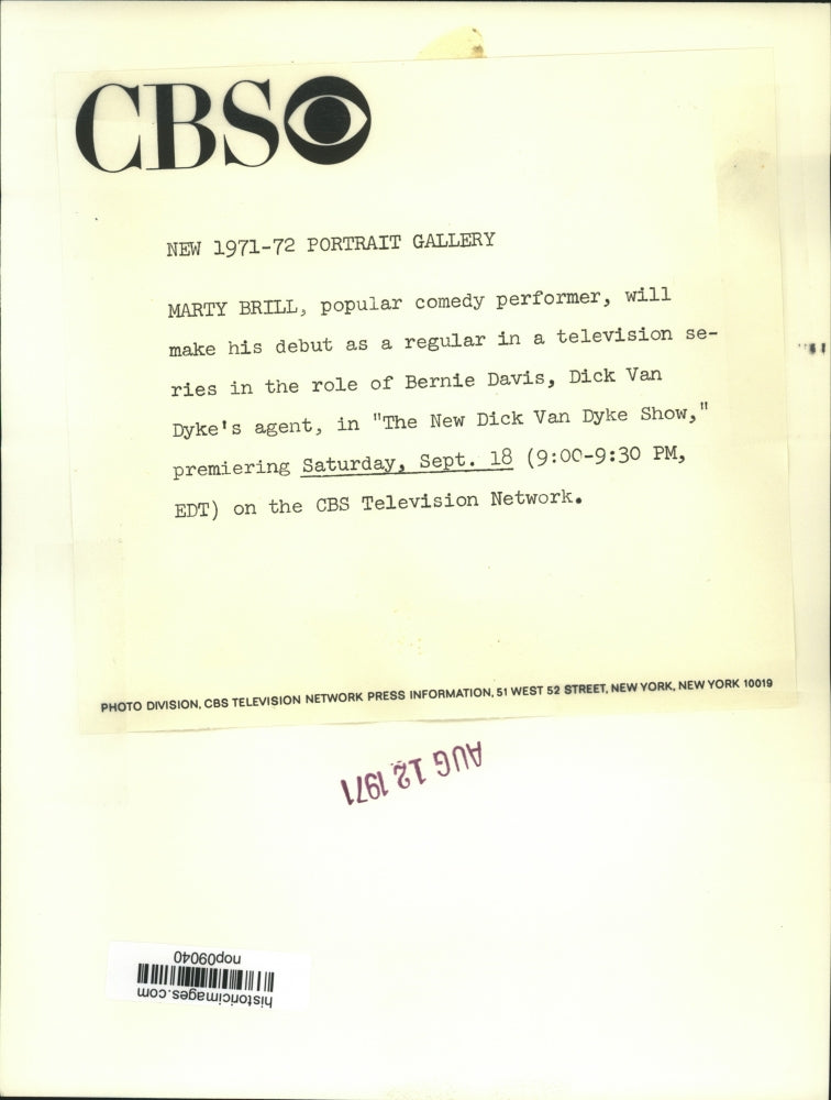 1971 Press Photo Marty Brill stars in "The New Dick Van Dyke Show," on CBS/TV