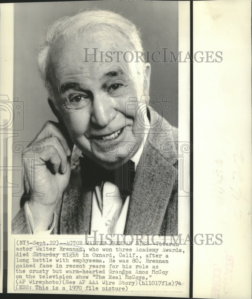 1970 Press Photo Walter Brennan shown in 1970 photo before he died in California