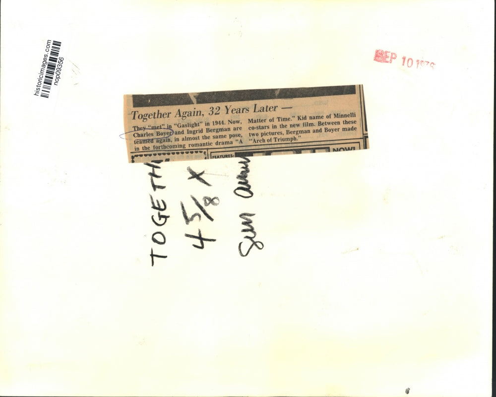 1976 Press Photo Charles Boyer & Ingrid Bergman, "Gaslight" & "A Matter of Time"