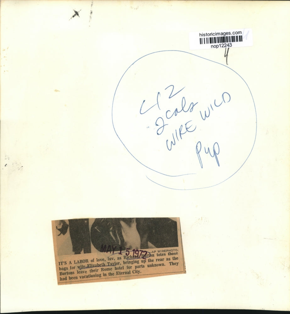 1972 Press Photo Elizabeth Taylor and Richard Burton leaving Rome, Italy