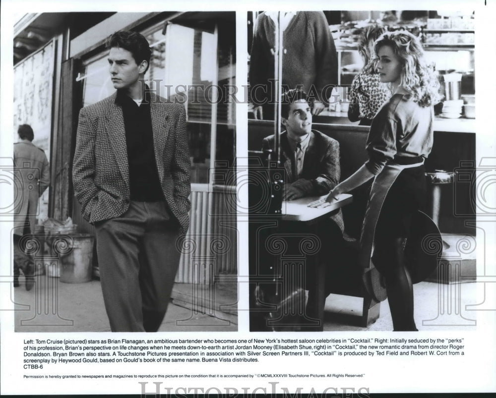 Press Photo Scenes from &quot;Cocktail,&quot; starring Tom Cruise and Elizabeth Shue.- Historic Images