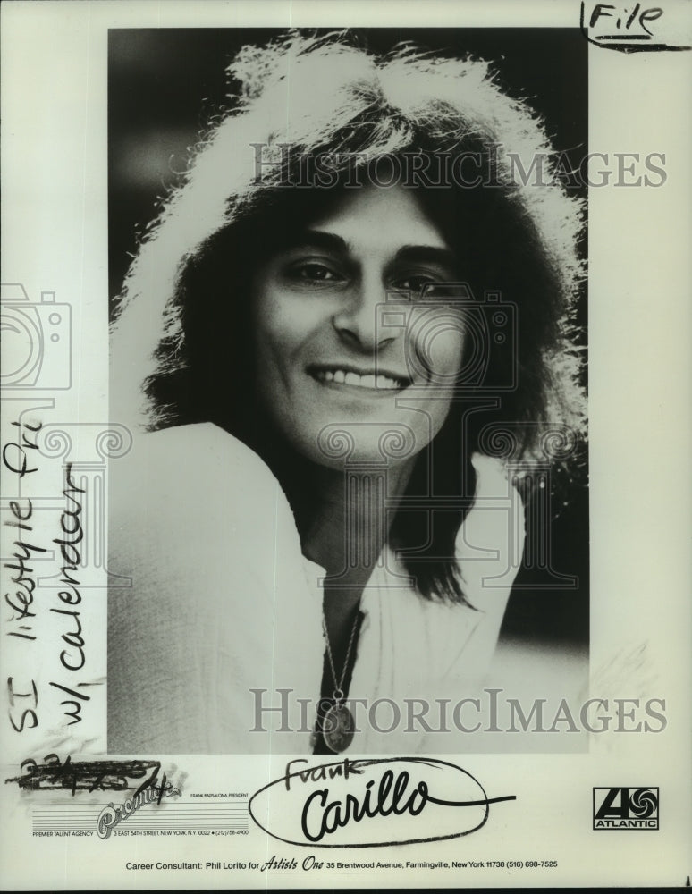 1978 Press Photo Frank Carillo, entertainer and recording artist for Atlantic