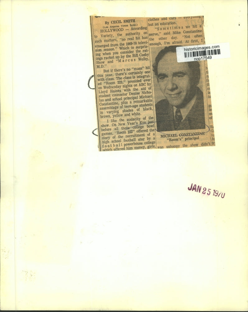 1970 Press Photo Michael Constantine in "Room 222" for 20th Century Fox on ABC."