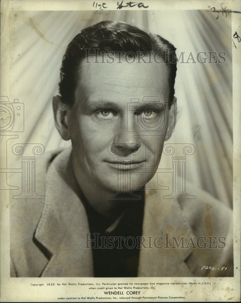 1950 Press Photo Wendell Corey, actor under contract to Hal Wallis Productions