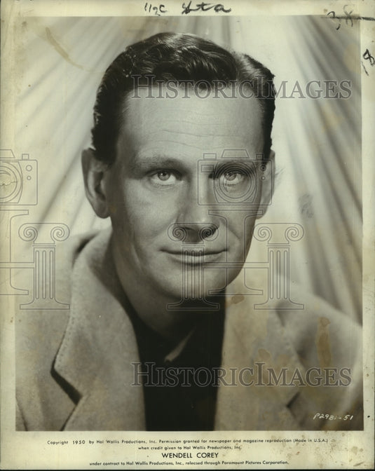 1950 Press Photo Wendell Corey, actor under contract to Hal Wallis Productions