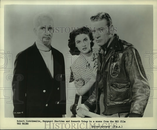 1985 Press Photo Robert Cornthwaite and co-stars, 