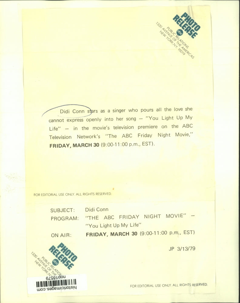 1979 Press Photo Didi Conn in a scene from You Light Up My Life, on ABC.