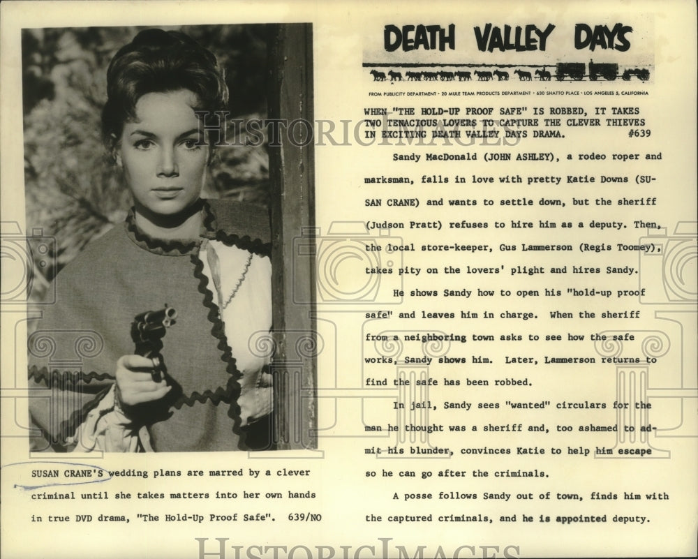 1961 Press Photo Susan Crane stars in Death Valley Days' The Hold-Up Proof Safe