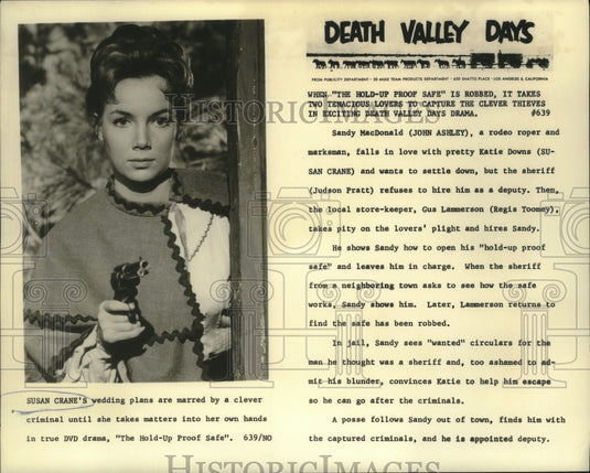 1961 Press Photo Susan Crane stars in Death Valley Days' The Hold-Up Proof Safe