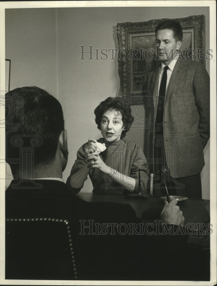 1958 Press Photo &quot;Armstrong Circle Theatre&quot; - Joan Copeland, Lin McCarthy- Historic Images