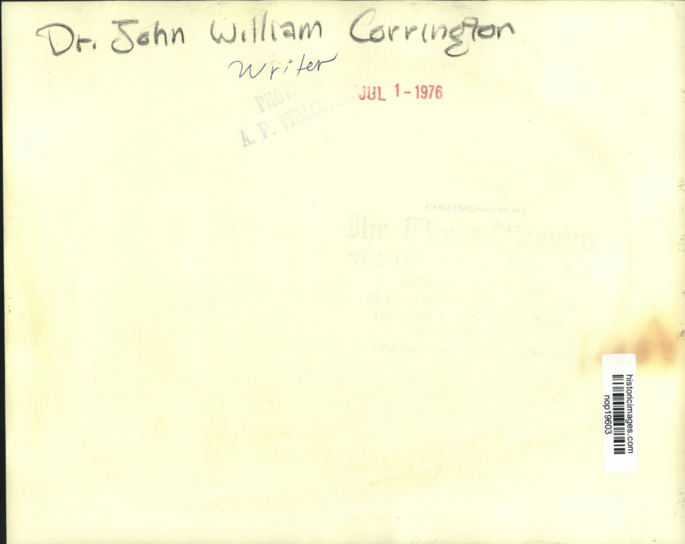 1976 Press Photo Dr. John William Corrington, New Orleans Soap Opera Writer