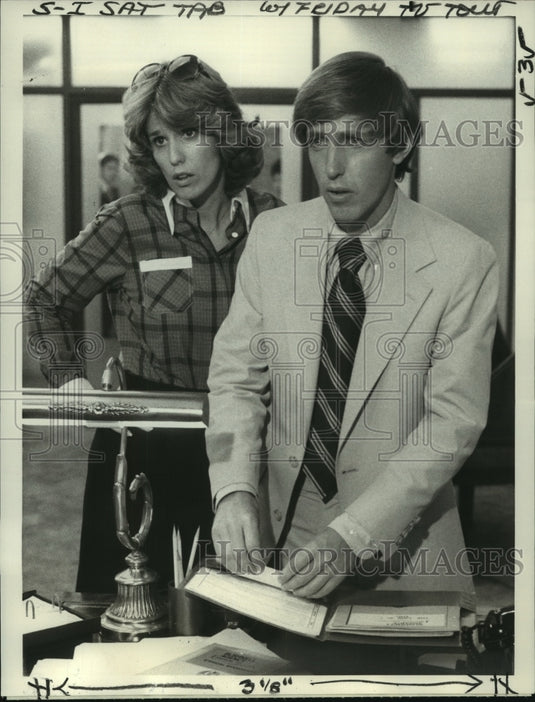 1978 Press Photo Barbara Bosson & Dennis Dugan in Richie Brockelman, Private Eye