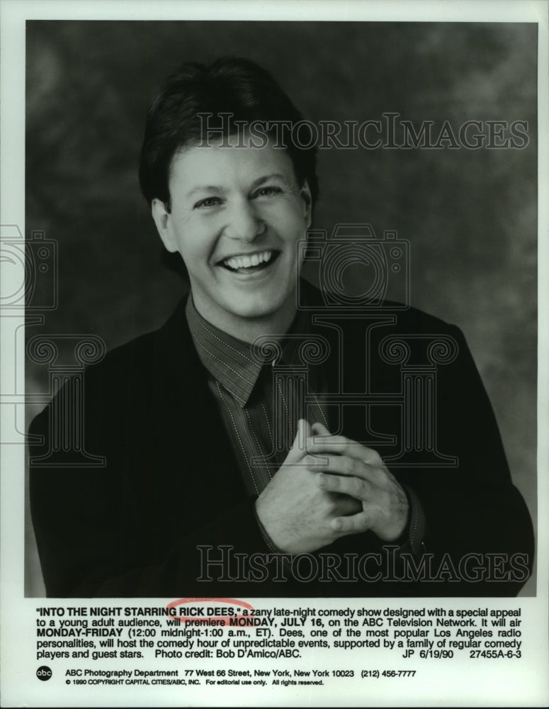 1990 Press Photo &quot;Into the Night Starring Rick Dees&quot; ABC TV Late Night Comedy- Historic Images