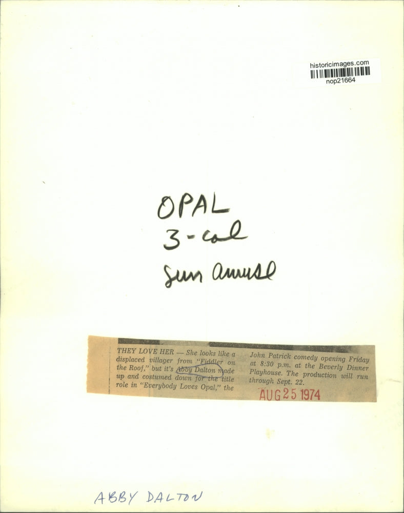 1974 Press Photo Abby Dalton in Everybody Loves Opal at Beverly Dinner Playhouse