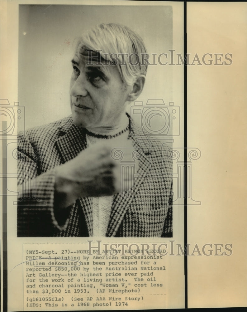 1968 Press Photo American expressionist painter Willem deKooning in file photo.