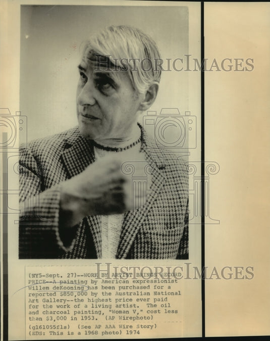 1968 Press Photo American expressionist painter Willem deKooning in file photo.