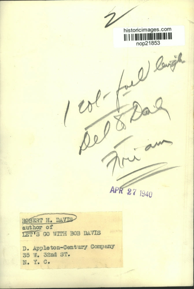 1940 Press Photo Robert H. Davis, author of Let's Go with Bob Davis. - nop21853