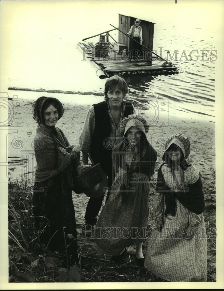 Load image into Gallery viewer, 1975 Press Photo The cast of "River Raft in full costume on the banks of a river

