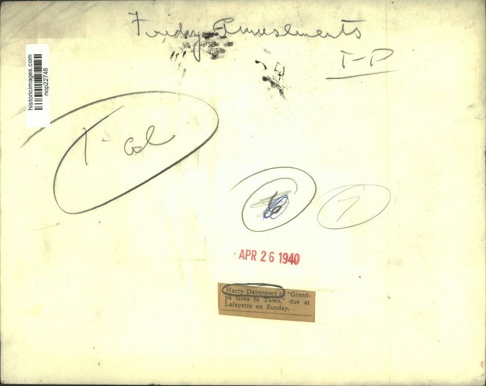 1940 Press Photo Harry Davenport stars in Grandpa Goes to Town. - nop22748