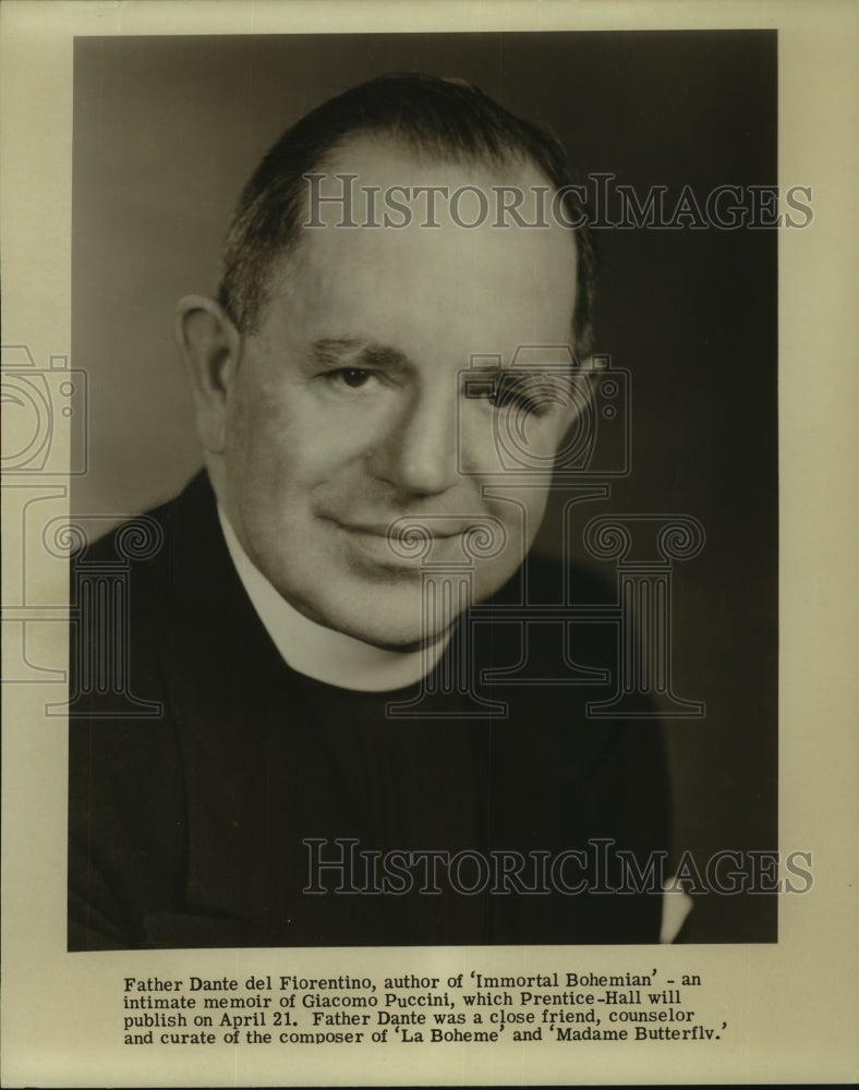 1952 Press Photo Father Dante del Fiorentino, author of "Immortal Bohemian."