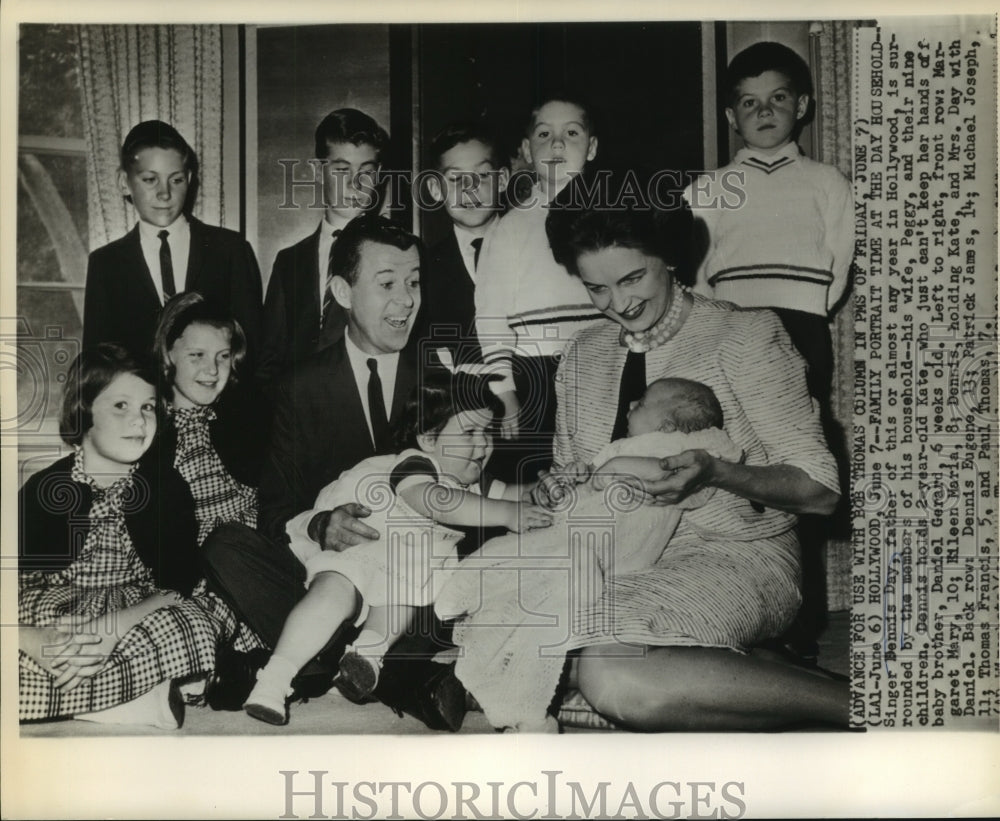 1963 Press Photo Singer Dennis Day in Family Portrait - nop24110- Historic Images