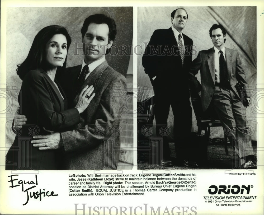 1991 Press Photo Actors Cotter Smith, Kathleen Lloyd and George DiCenzo In Show- Historic Images