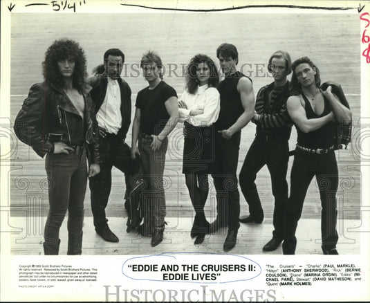 1989 Press Photo Michael Pare and cast of "Eddie and the Cruisers II"- Historic Images